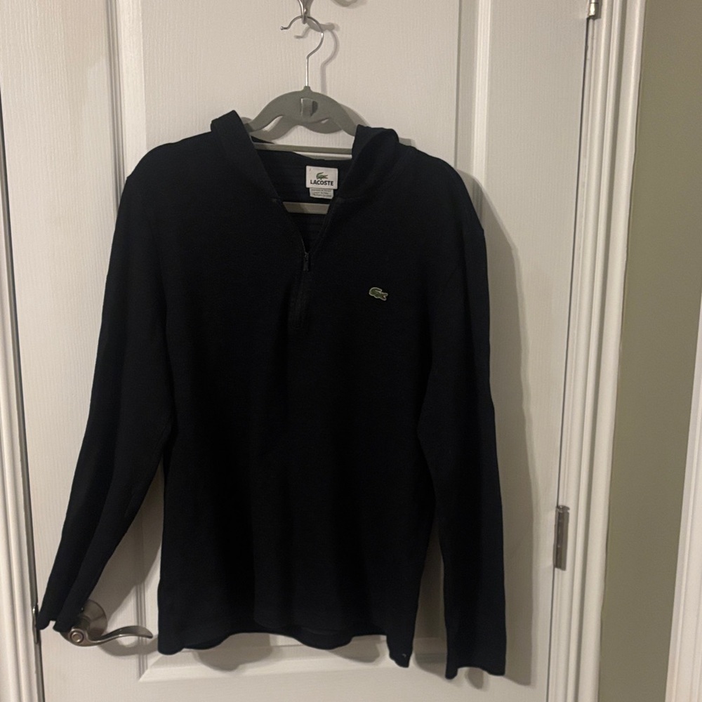 Lacoste Men's 1/4  Zip-Up Sweater with hood